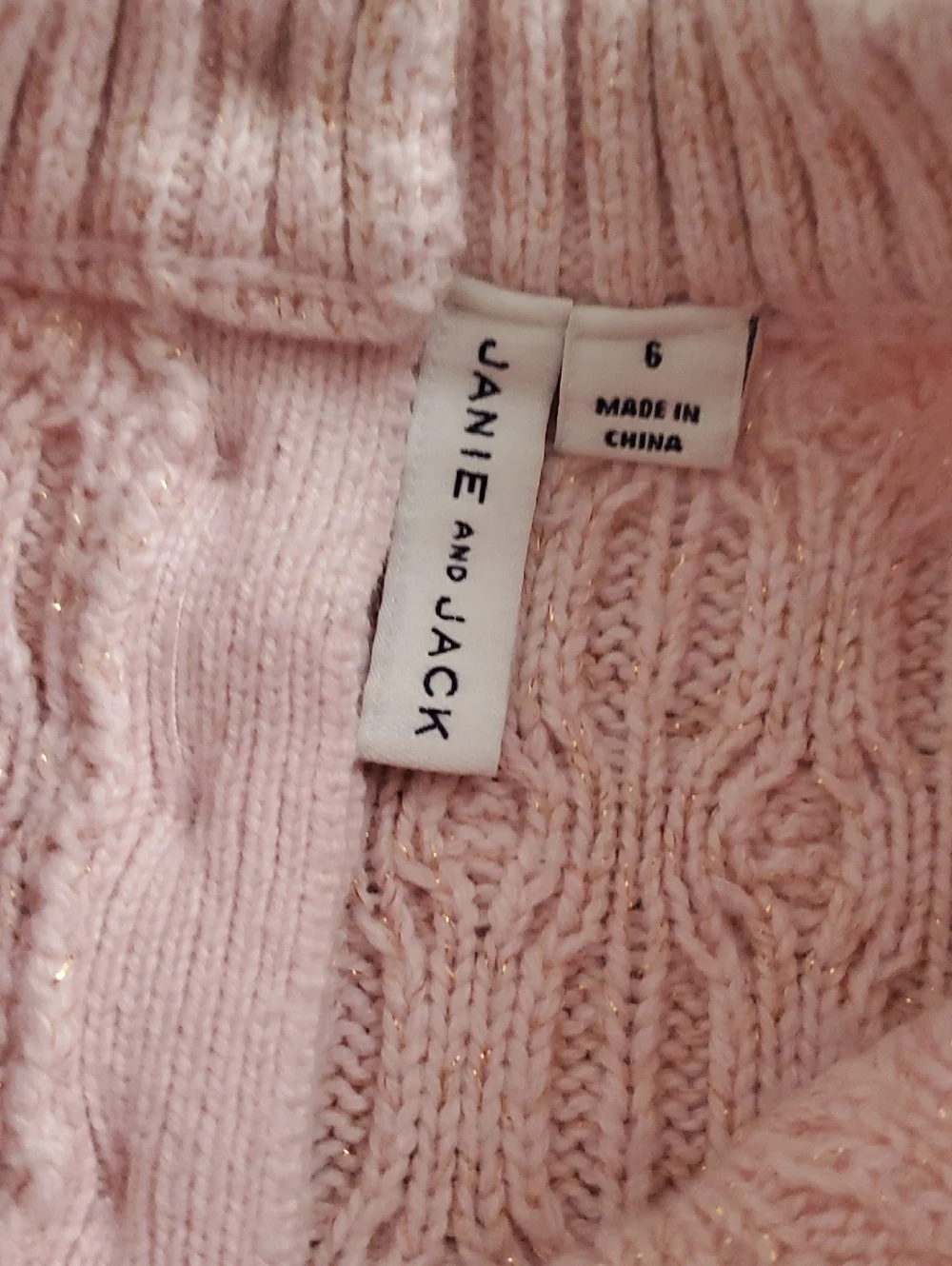 Janie and Jack Girls Textured Tunic Sweater Tea Party Pink Metallic Sz6